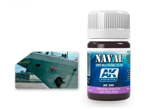Lahvička AK Interactive AK305 Streaking Grime For Light Grey Ships 35 ml