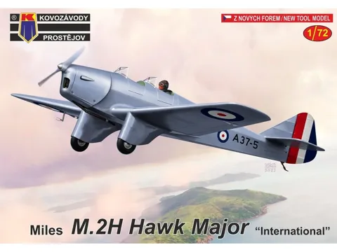 Krabice stavebnice Kovozávody Prostějov KPM0283 Miles M.2H Hawk Major International v měřítku 1/72