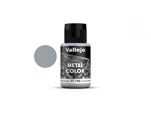 Lahvička metalické barvy Vallejo Metal Color 77706 bílý hliník 32 ml