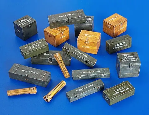 Sada Plus Model 4021 muniční bedny Německo 2. světová válka v měřítku 1/48