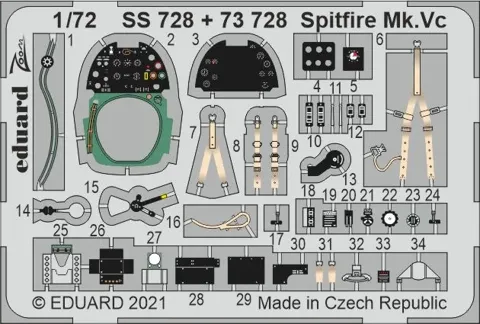 Barevný fotolept Eduard SS728 Zoom pro Spitfire Mk.Vc v měřítku 1/72