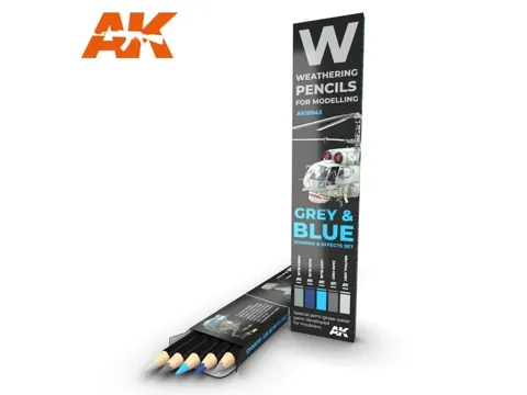 Sada akvarelových tužek AK Interactive AK10043 Weathering Pencils pro šedé a modré kamufláže