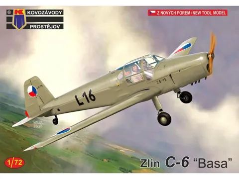 Krabice plastikové stavebnice Kovozávody Prostějov KPM0230 Zlín C-6 Basa v měřítku 1/72