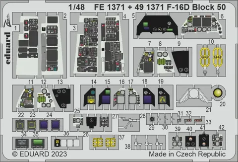 Barevný fotolept Eduard FE1371 Zoom pro F-16D Block 50 v měřítku 1/48