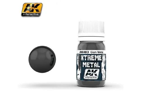 Lahvička metalické barvy AK Interactive Xtreme Metal AK483 kovově ocelová 35 ml
