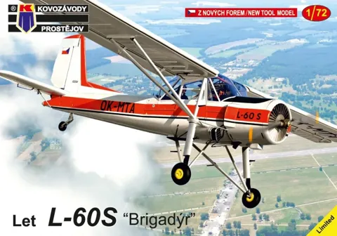 Krabice stavebnice Kovozávody Prostějov KPM0384 Let L-60S Brigadýr v měřítku 1/72