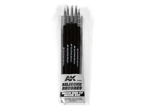 Sada pěti silikonových štětců AK Interactive AK Tools AK9086 střední tvrdosti