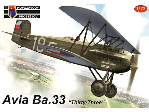 Krabice plastikové stavebnice Kovozávody Prostějov 1/72 Avia Ba.33 Thirty-Three