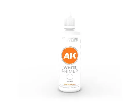 Lahvička akrylového primeru AK Interactive 3GEN AK11240 bílý, 100 ml