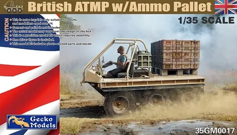Krabice stavebnice Gecko Models 35GM0017 britské ATMP s paletou munice v měřítku 1/35