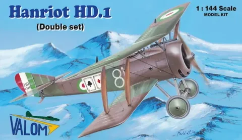 Krabička plastikové stavebnice Valom 14411 Hanriot HD.1 v měřítku 1/144, dvojbalení