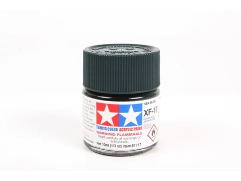 Lahvička akrylové barvy Tamiya Acrylic Mini XF-17 Sea Blue, námořní modrá matná, 10 ml