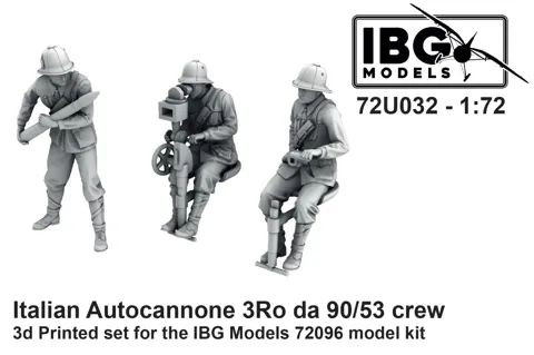 Sada figurek IBG Models 72U032 italská obsluha Autocannone 3Ro da 90/53 v měřítku 1/72, 3D tisk
