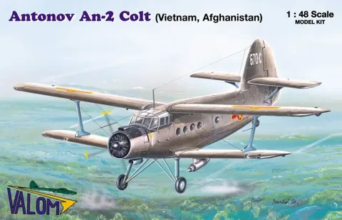 Krabice plastikové stavebnice Valom 48006 Antonov An-2 Vietnam, Afghánistán v měřítku 1/48