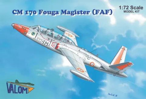 Krabice plastikové stavebnice Valom 72083 Fouga CM.170 Magister v měřítku 1/72