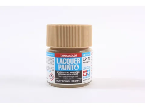 Skleněná lahvička lakové barvy Tamiya LP-77 82177 světle hnědá DAK 1942, 10 ml