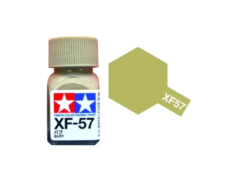 Skleněná lahvička emailové barvy Tamiya Enamel 80357 XF-57 Buff matná 10 ml