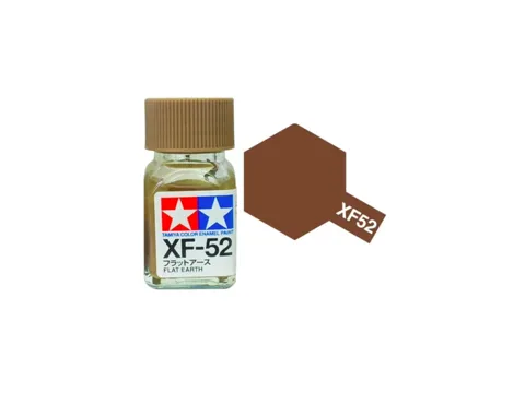 Skleněná lahvička emailové barvy Tamiya Enamel 80352 XF-52 Flat Earth, zemitá hnědá matná, 10 ml