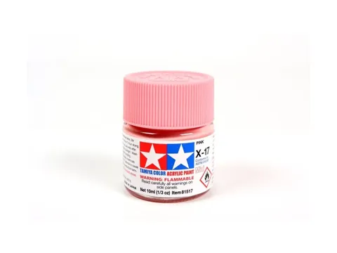 Skleněná lahvička akrylové barvy Tamiya Acrylic Mini X-17 Pink růžová lesklá 10 ml