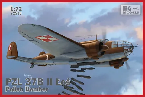 Krabice stavebnice IBG Models 72515 PZL.37 B II Łoś v měřítku 1/72