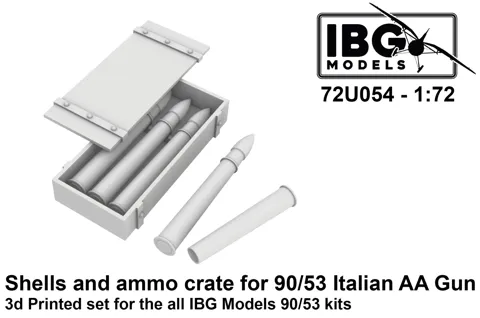 Doplňková sada IBG Models 72U054 1/72 – granáty a bedny na munici pro kanón 90/53