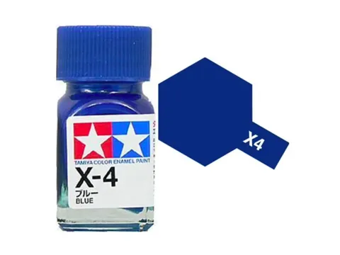 Skleněná lahvička emailové barvy Tamiya Color Enamel 80004 X-4 modrá lesklá 10 ml