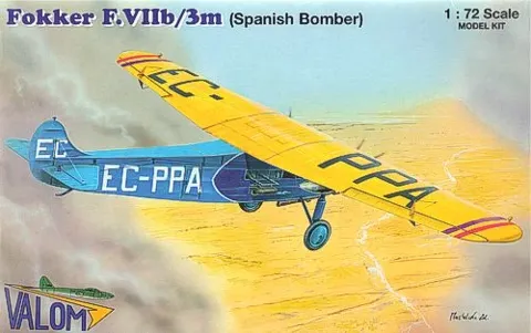 Krabice plastikové stavebnice Valom 72064 Fokker F.VIIb/3m španělský bombardér 1/72