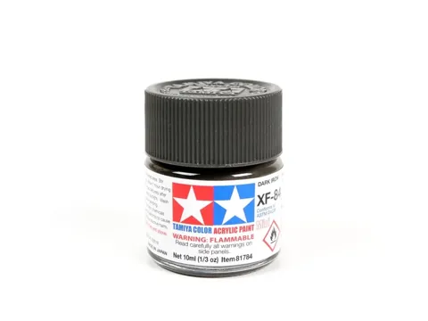 Skleněná lahvička akrylové barvy Tamiya Acrylic Mini XF-84 Dark Iron 10 ml