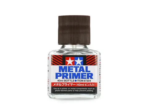 Lahvička základu Tamiya 87204 Metal Primer 40 ml na kovové a fotoleptané díly