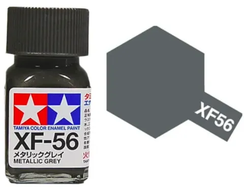 Skleněná lahvička emailové barvy Tamiya 80356 XF-56 metalická šedá, 10 ml