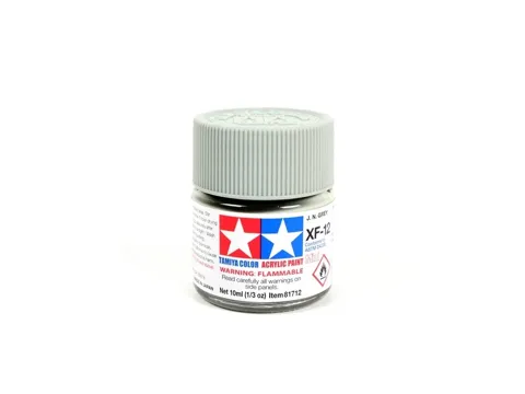 Skleněná lahvička akrylové barvy Tamiya Acrylic Mini XF-12 J. N. Grey 10 ml