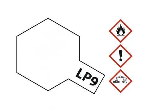 Skleněná lahvička lakové barvy Tamiya LP-9 Clear 82109, bezbarvý lesklý lak 10 ml