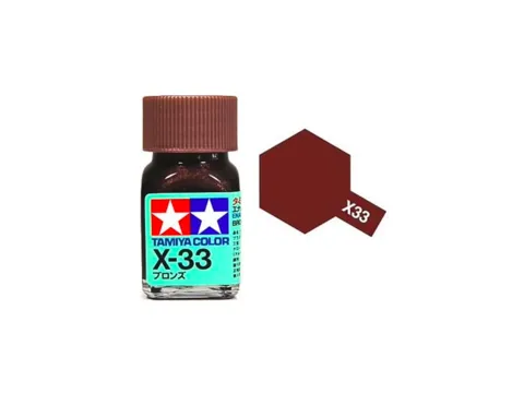 Skleněná lahvička emailové barvy Tamiya Color Enamel X-33 bronzová metalická 10 ml