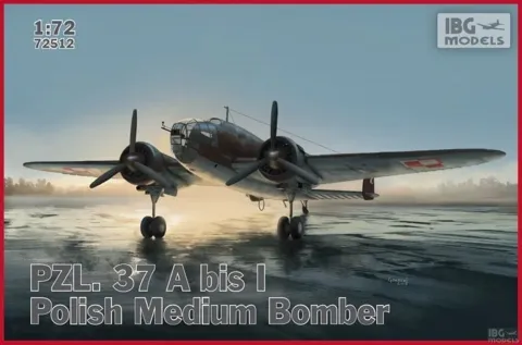 Krabice plastikové stavebnice IBG Models 72512 PZL.37 A bis Łoś v měřítku 1/72