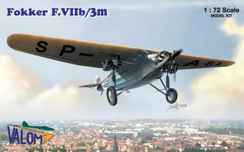 Krabice plastikové stavebnice Valom 72037 Fokker F.VIIb/3m v měřítku 1/72