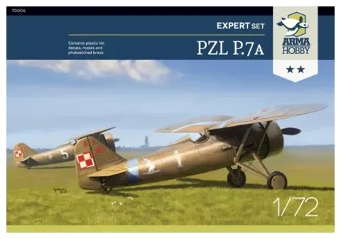 Krabice stavebnice Arma Hobby 70006 PZL P.7a Expert Set v měřítku 1/72