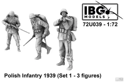 Sada figurek IBG Models 72U039 polská pěchota 1939 v měřítku 1/72, tři 3D tištěné figurky