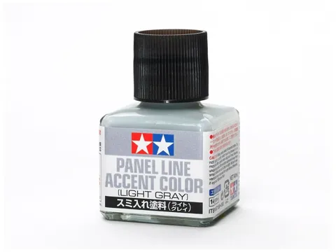 Lahvička Tamiya 87189 Panel Line Accent Color světle šedá se štětcem ve víčku