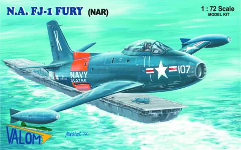 Krabice plastikové stavebnice Valom 72085 N.A. FJ-1 Fury (NAR) v měřítku 1/72