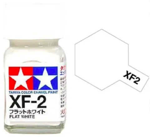 Skleněná lahvička emailové barvy Tamiya Enamel 80302 XF-2 Flat White 10 ml