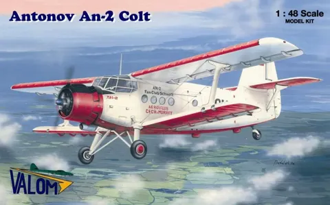 Krabice plastikové stavebnice Valom 48002 Antonov An-2 civilní verze v měřítku 1/48