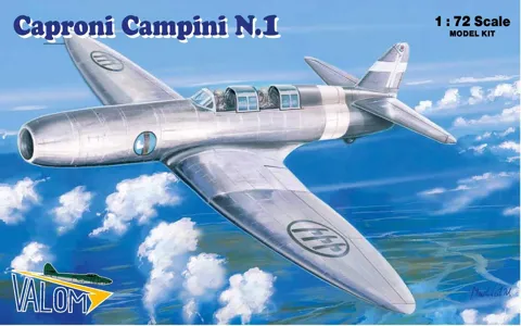 Krabice plastikové stavebnice Valom 72073 Caproni Campini N.1 v měřítku 1/72