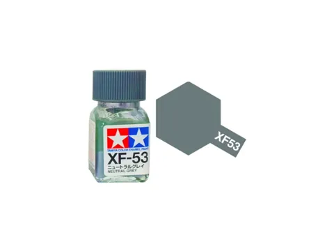 Skleněná lahvička emailové barvy Tamiya Enamel 80353 XF-53 neutrální šedá matná, 10 ml