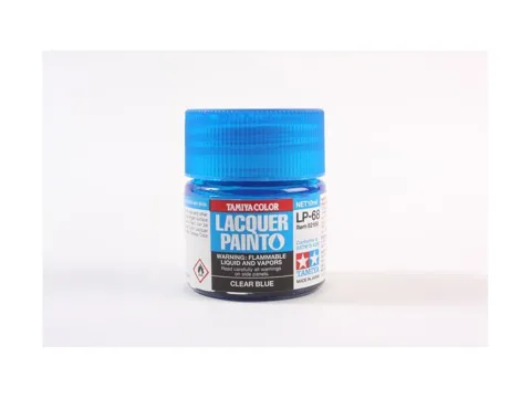 Skleněná lahvička lakové barvy Tamiya LP-68 Clear Blue transparentní modrá 10 ml