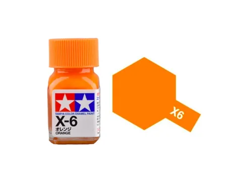 Skleněná lahvička emailové barvy Tamiya Color Enamel X-6 80006 oranžová lesklá, 10 ml