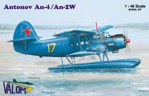 Krabice plastikové stavebnice Valom 48004 Antonov An-2 na plovácích v měřítku 1/48