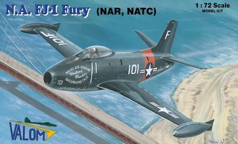 Krabice plastikové stavebnice Valom 72104 North American FJ-1 Fury v měřítku 1/72