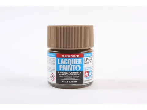 Skleněná lahvička lakové barvy Tamiya LP-74 Flat Earth zemitá matná, 10 ml