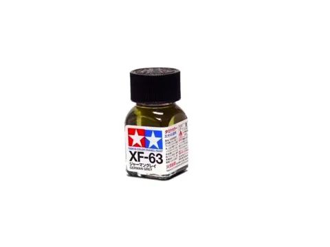 Skleněná lahvička emailové barvy Tamiya Enamel XF-63 German Grey 10 ml