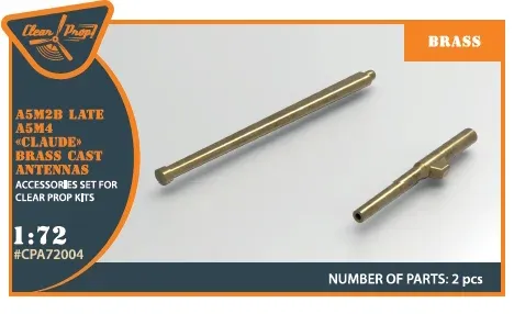 Doplňková sada Clear Prop CPA72004 – mosazné antény 1/72 pro A5M Claude